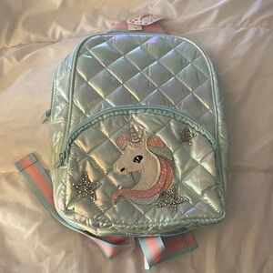 Claire's Shimmering Unicorn Backpack with Silver and Pink Accents